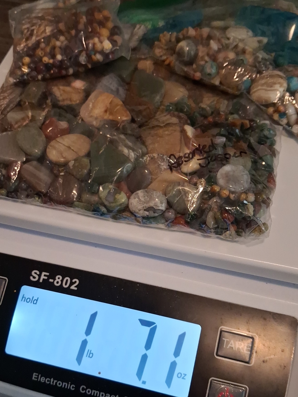 Asst Beads And Cabs Jasper Crazy lace agate 1.5 Pounds Jewelry Artist Clearance